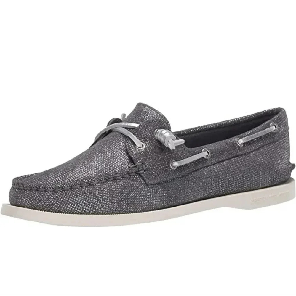 Sperry a/o vida metallic silver slip on shoes Size 10